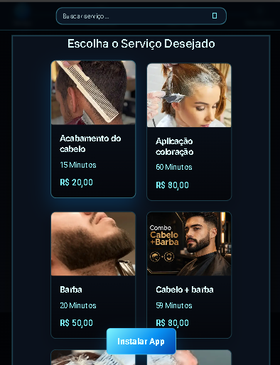 Tela real do BarberBot para escolher um serviço